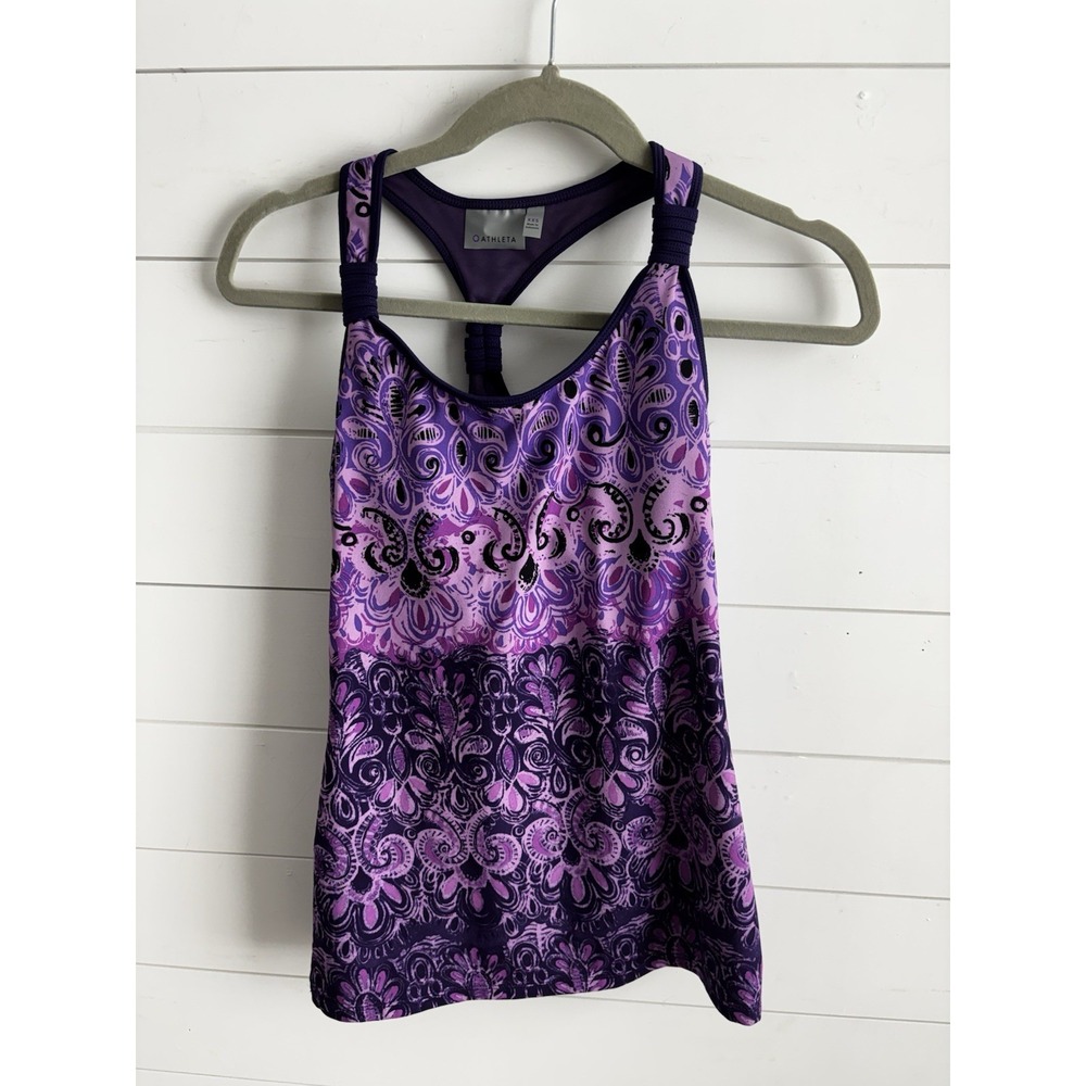 Athleta Purple Fuse Racerback Tankini Swim Top Size Xxs